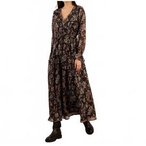 NEW MOLLY BRACKEN floral midi dress in black